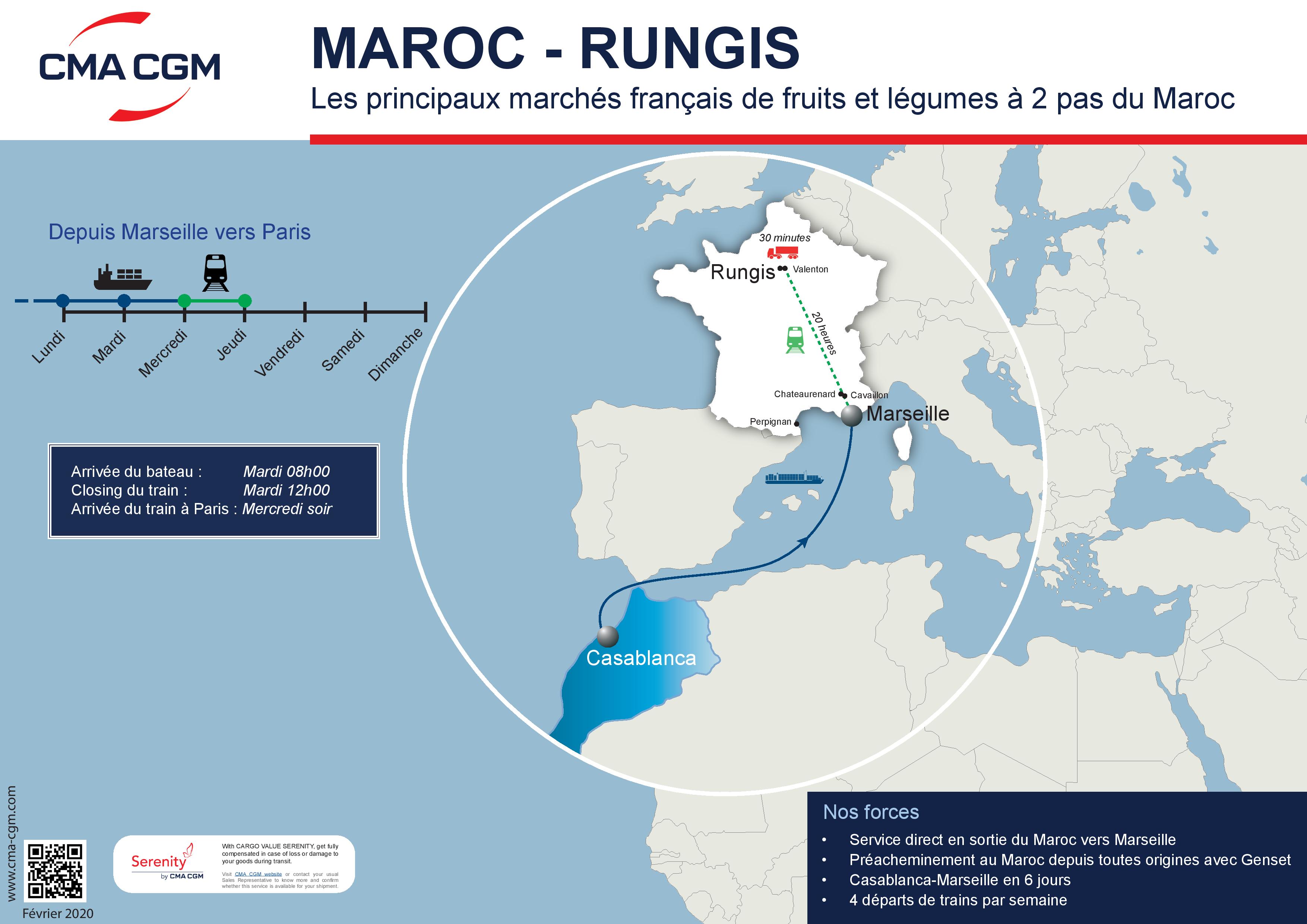 CMA CGM: Nouveau service régulier Maroc/Rungis via Marseille