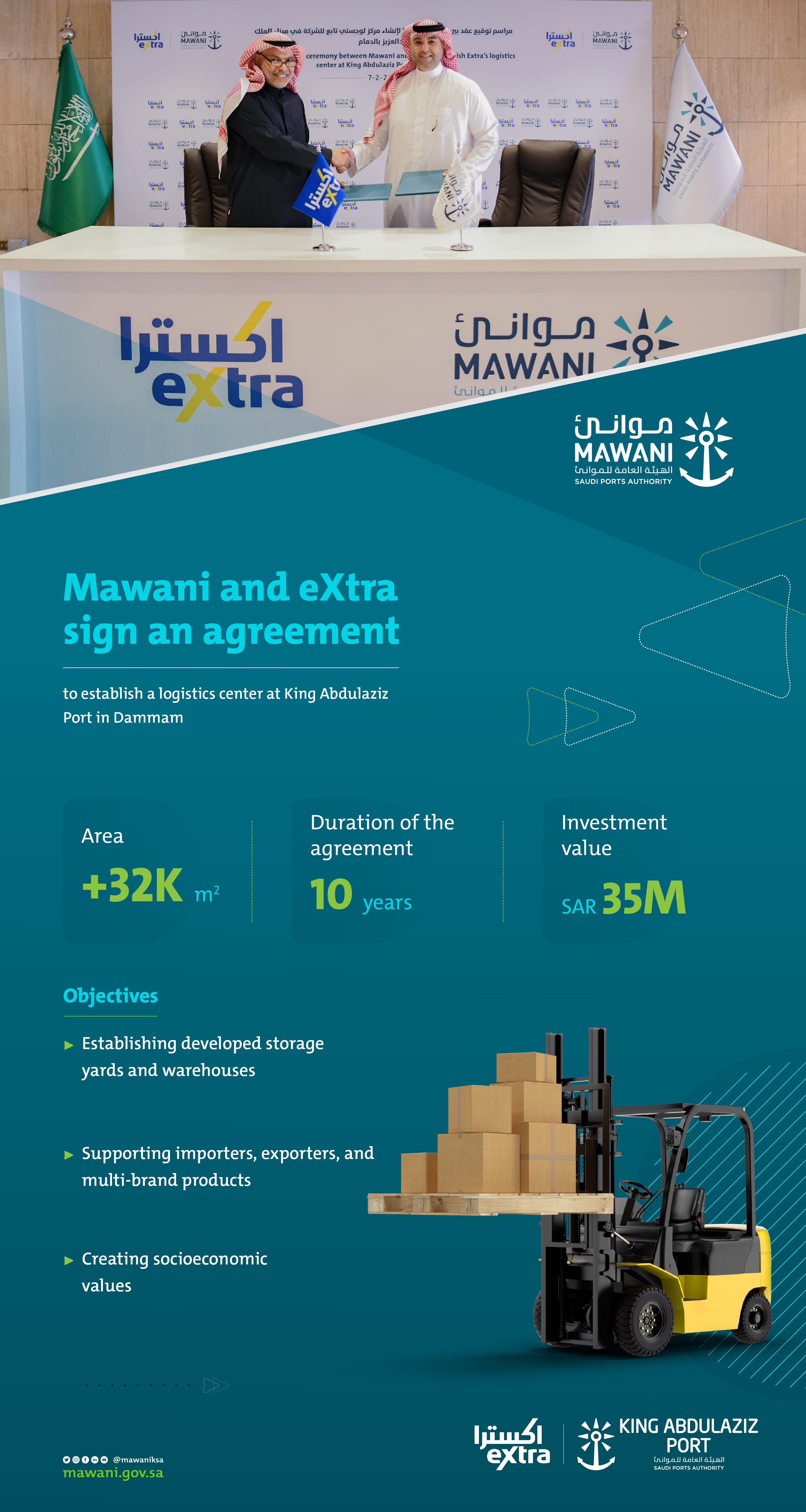 Mawani et eXtra signent un accord pour un centre logistique dans le port du Roi Abdulaziz