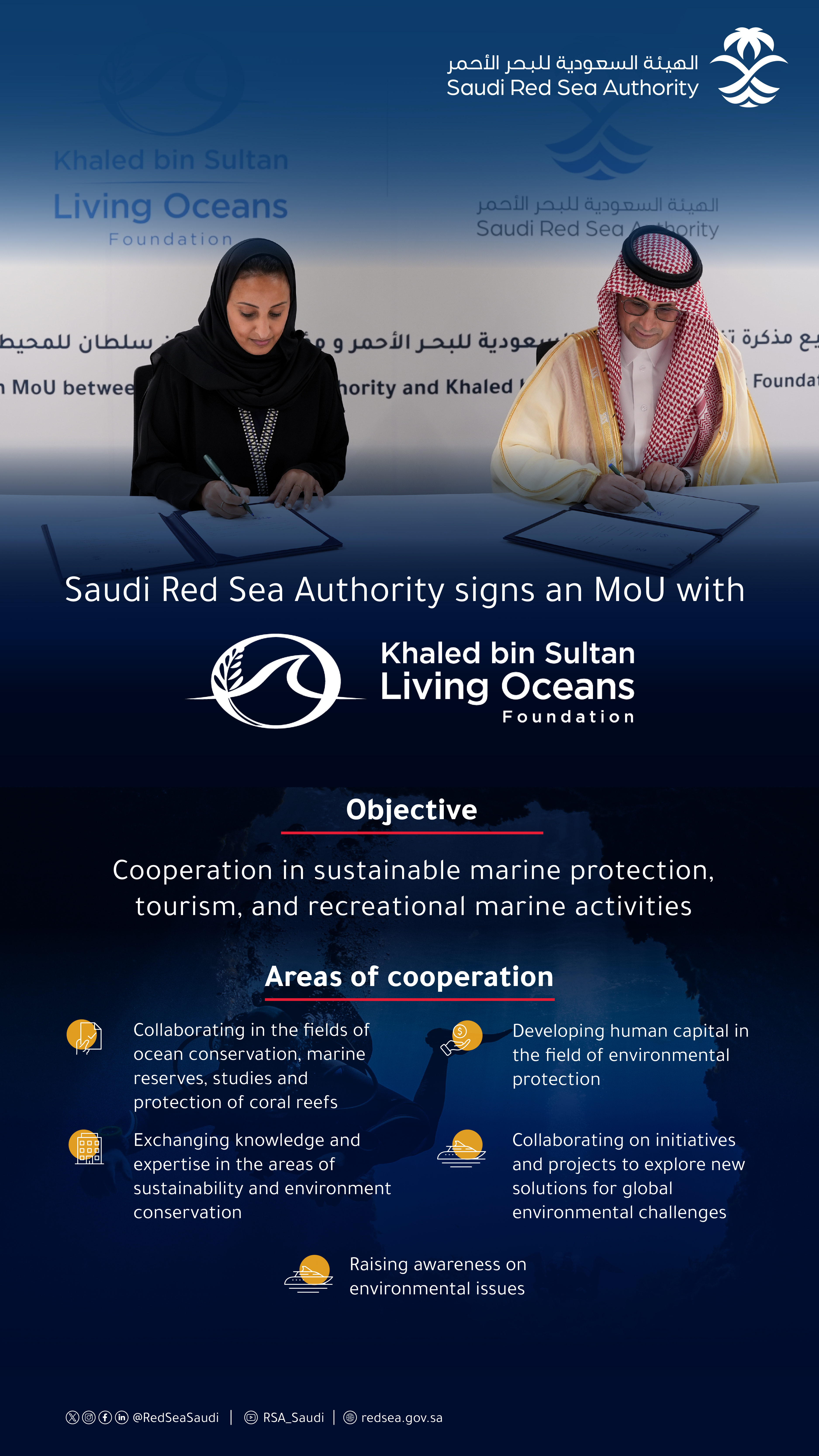 L'Autorité de la mer Rouge saoudienne et la Fondation Khaled bin Sultan pour les océans vivants signent un protocole d'accord