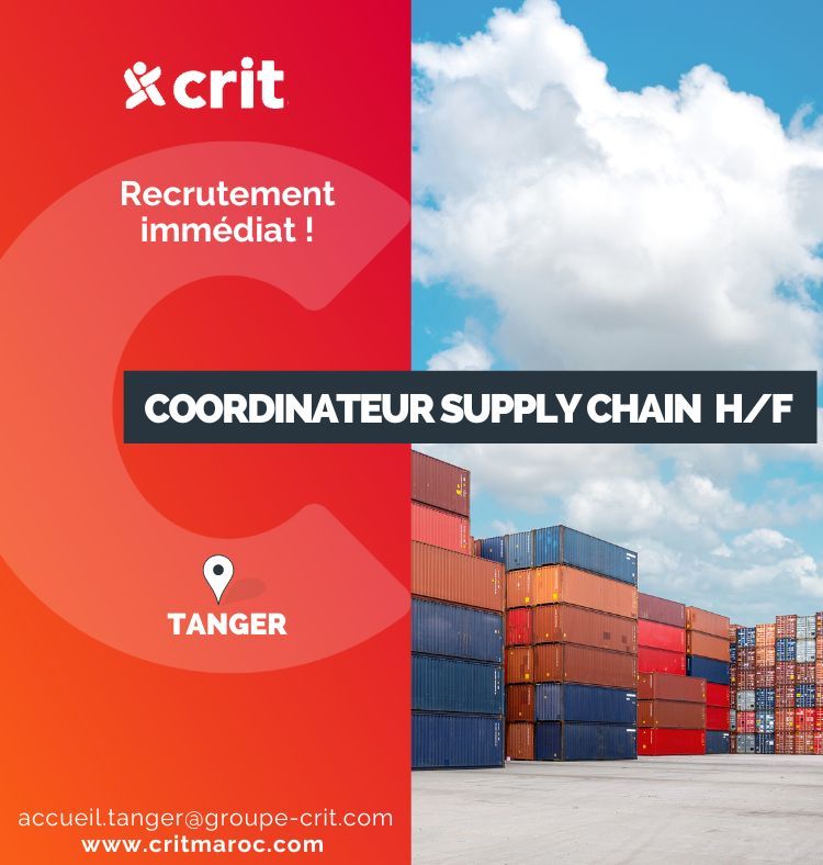Centre de Recherche Industriel et Technologique(CRIT) recrute pour le compte d'un de ses clients un Coordinateur Supply Chain H/F